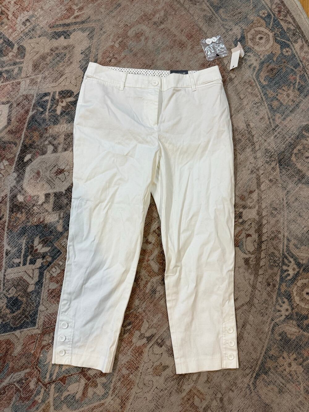 Talbots NWT Perfect Crop Pants – White Capri, Size 2 Petite, MSRP $80